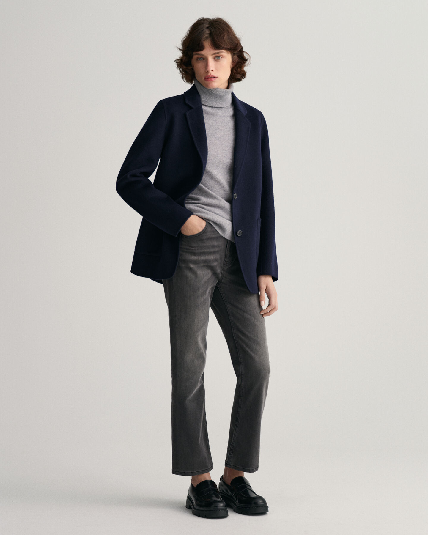 Blazer a direito cosido à mão