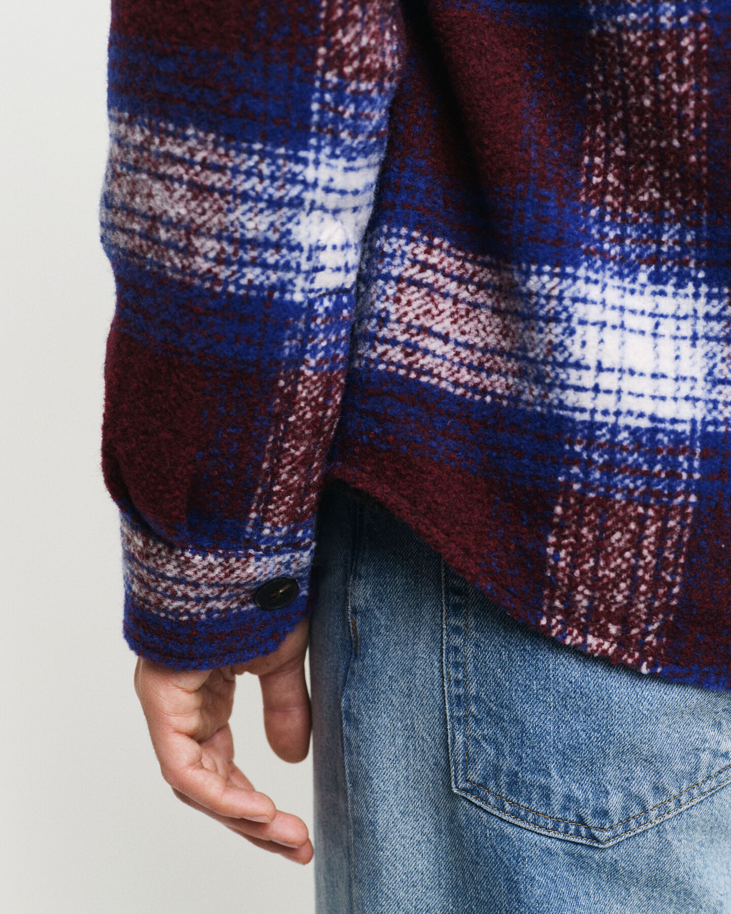 Sobrecamisa em mistura de lã com padrão de xadrez