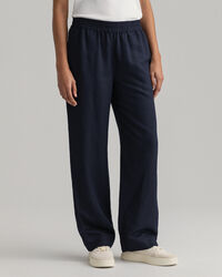 Calças pull-on em linho e viscose