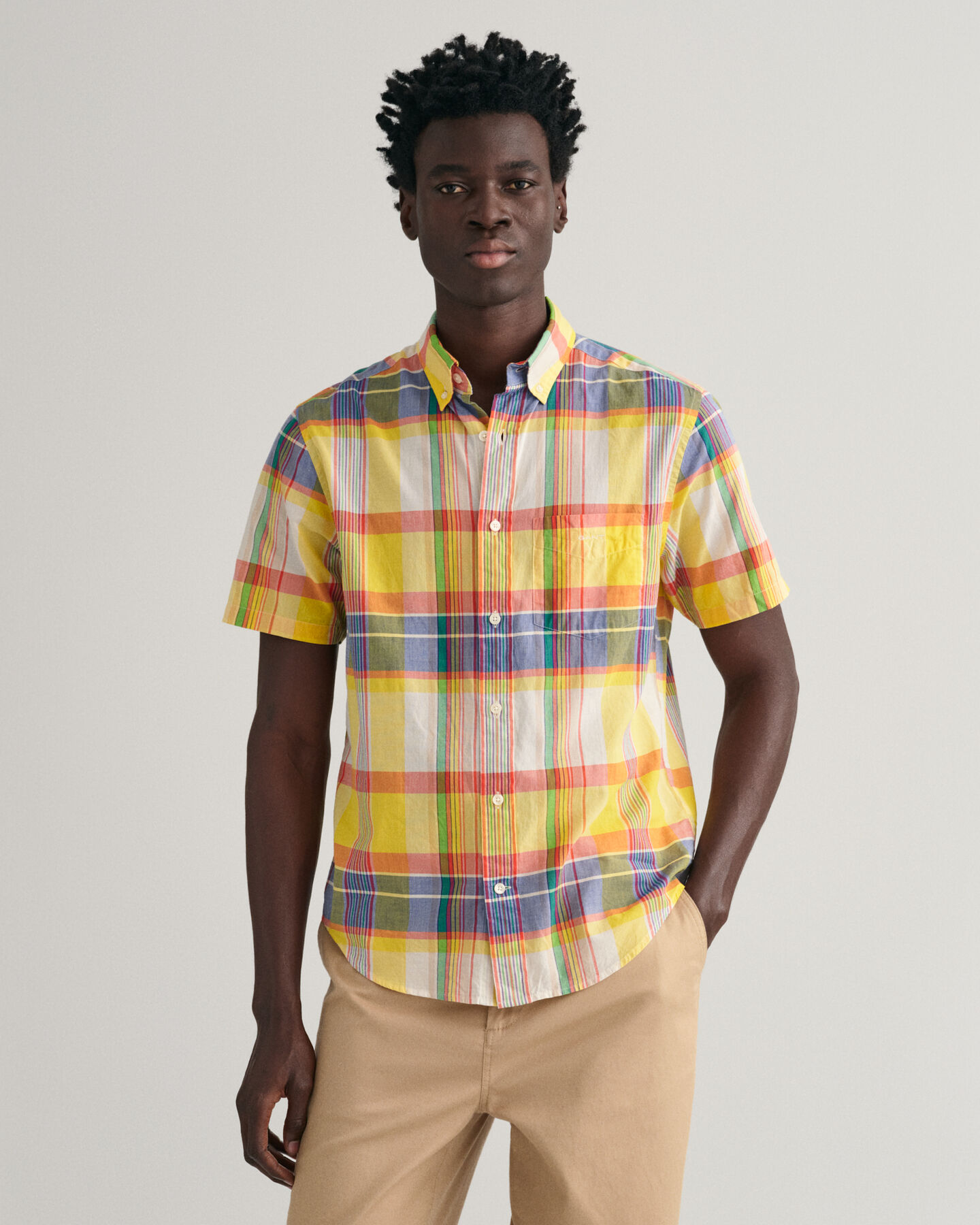 Camisa de manga curta Madras regular fit