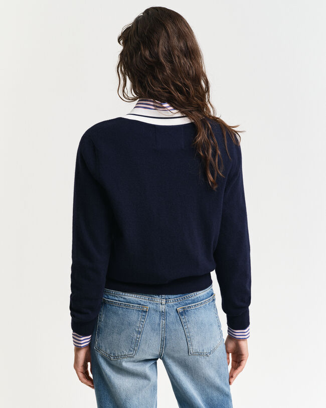 Pullover com decote em V Contrast