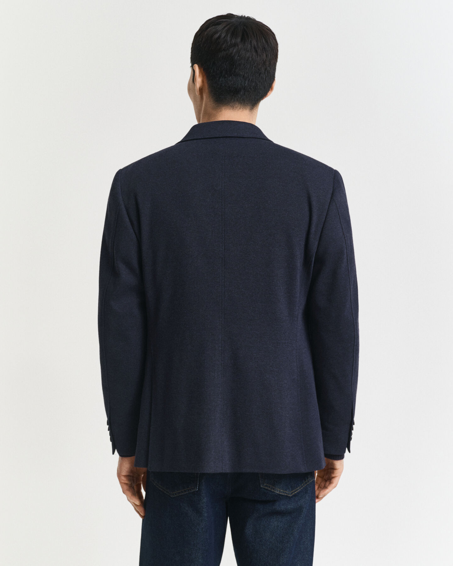 Blazer em jersey e algodão piqué com dois tons slim fit