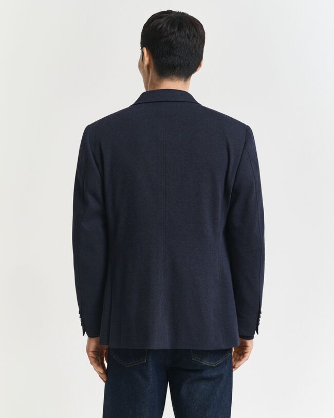 Blazer em jersey e algodão piqué com dois tons slim fit