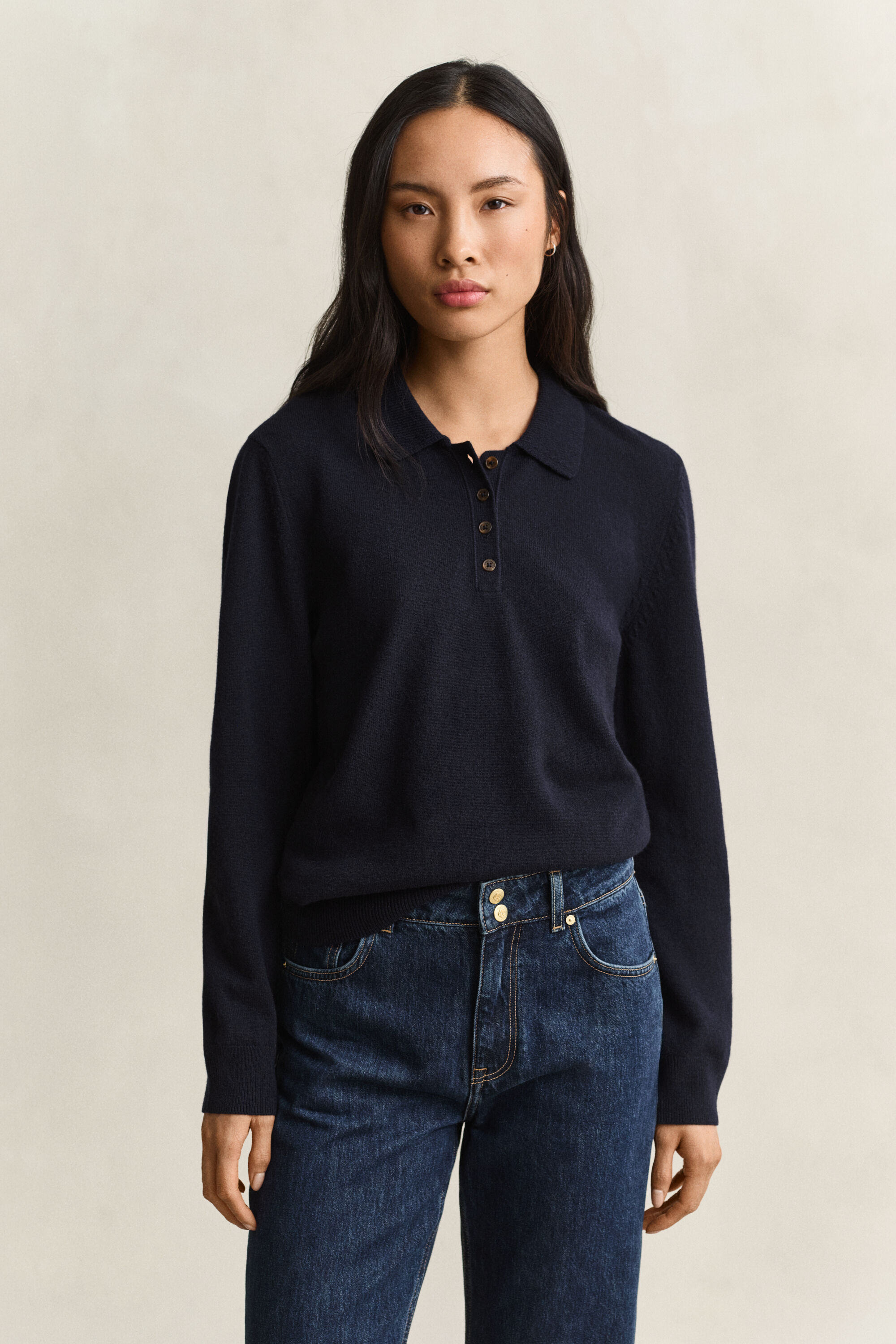 Camisola de malha tipo Rugger em lã