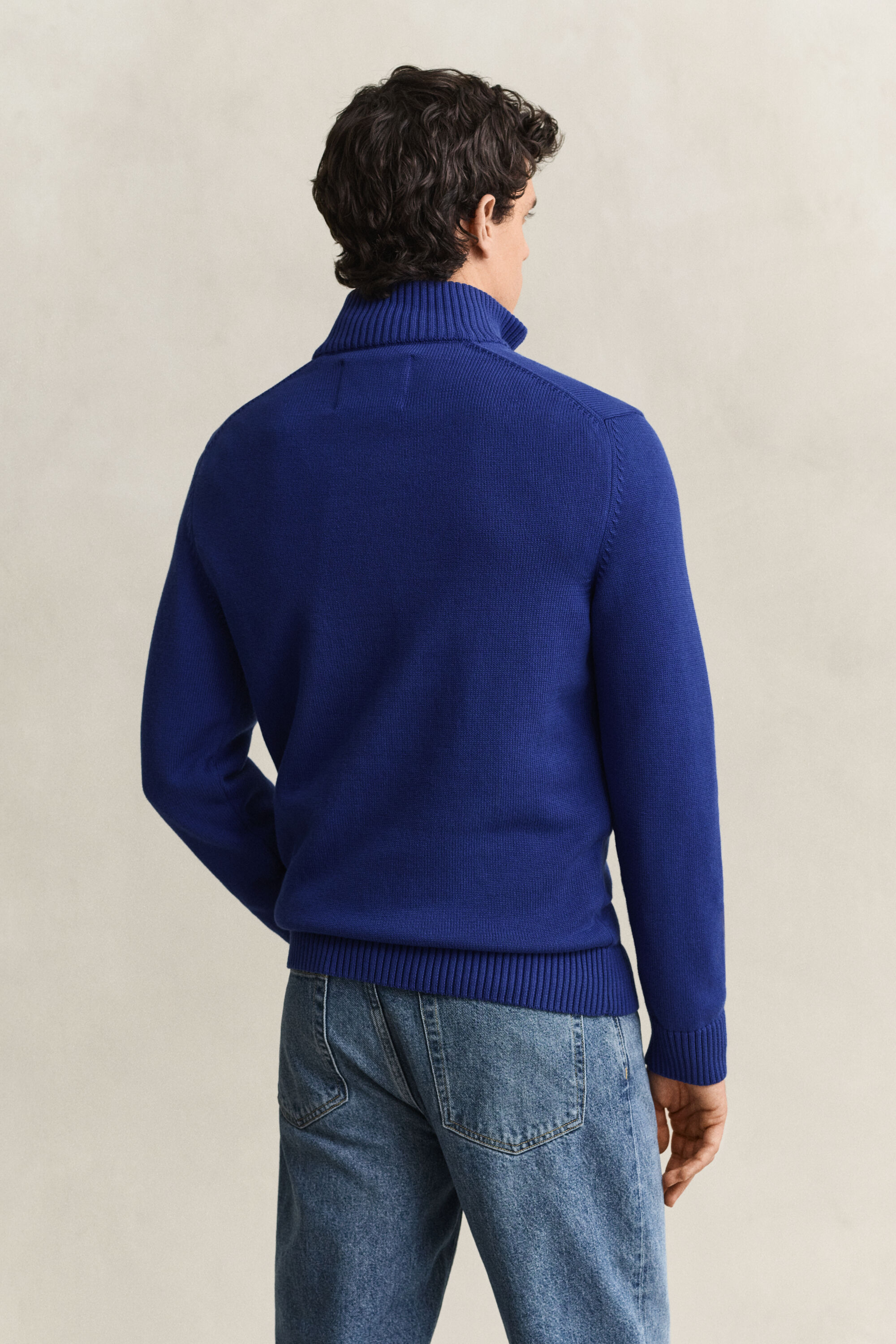 Camisola de malha em algodão com meio fecho Casual