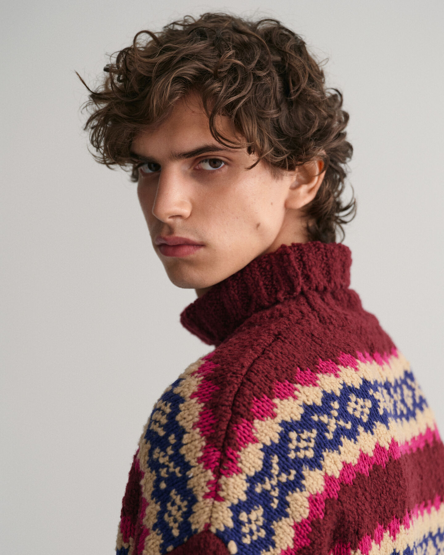 Pulover com gola chaminé com padrão Fair Isle