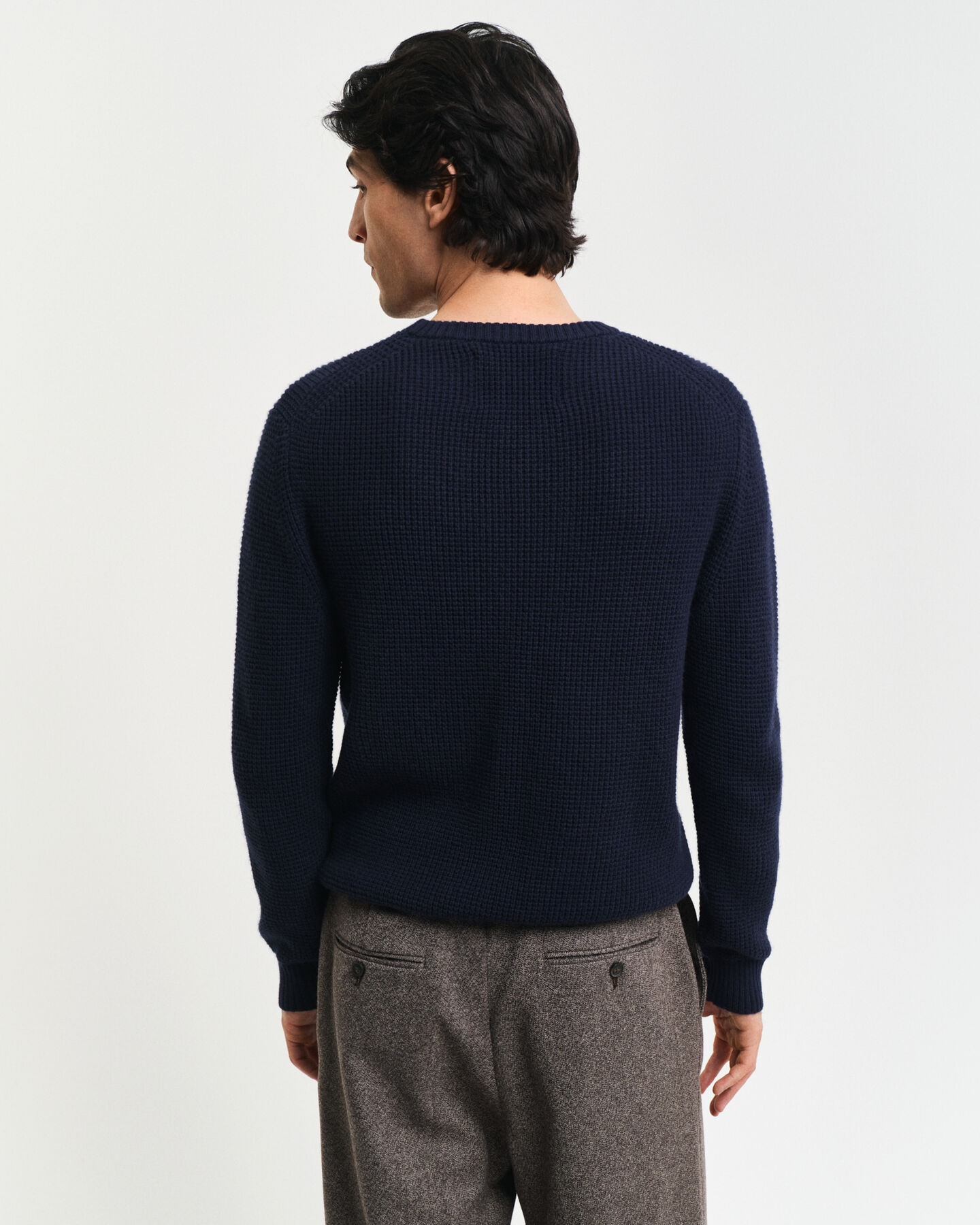 Camisola de malha com decote redondo em mistura de lã texturizada