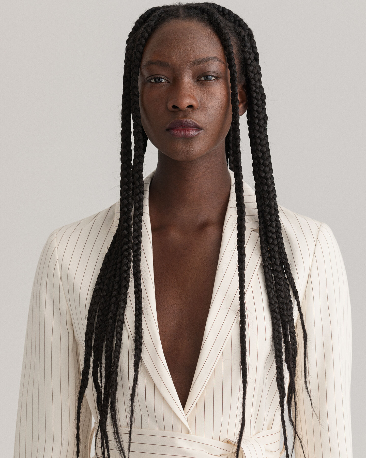 Blazer com cinto Pinstripe