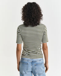 T-shirt canelada às riscas