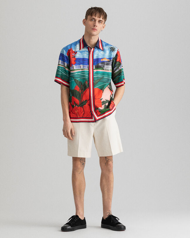 Camisa em seda com manga curta Scenery relaxed fit