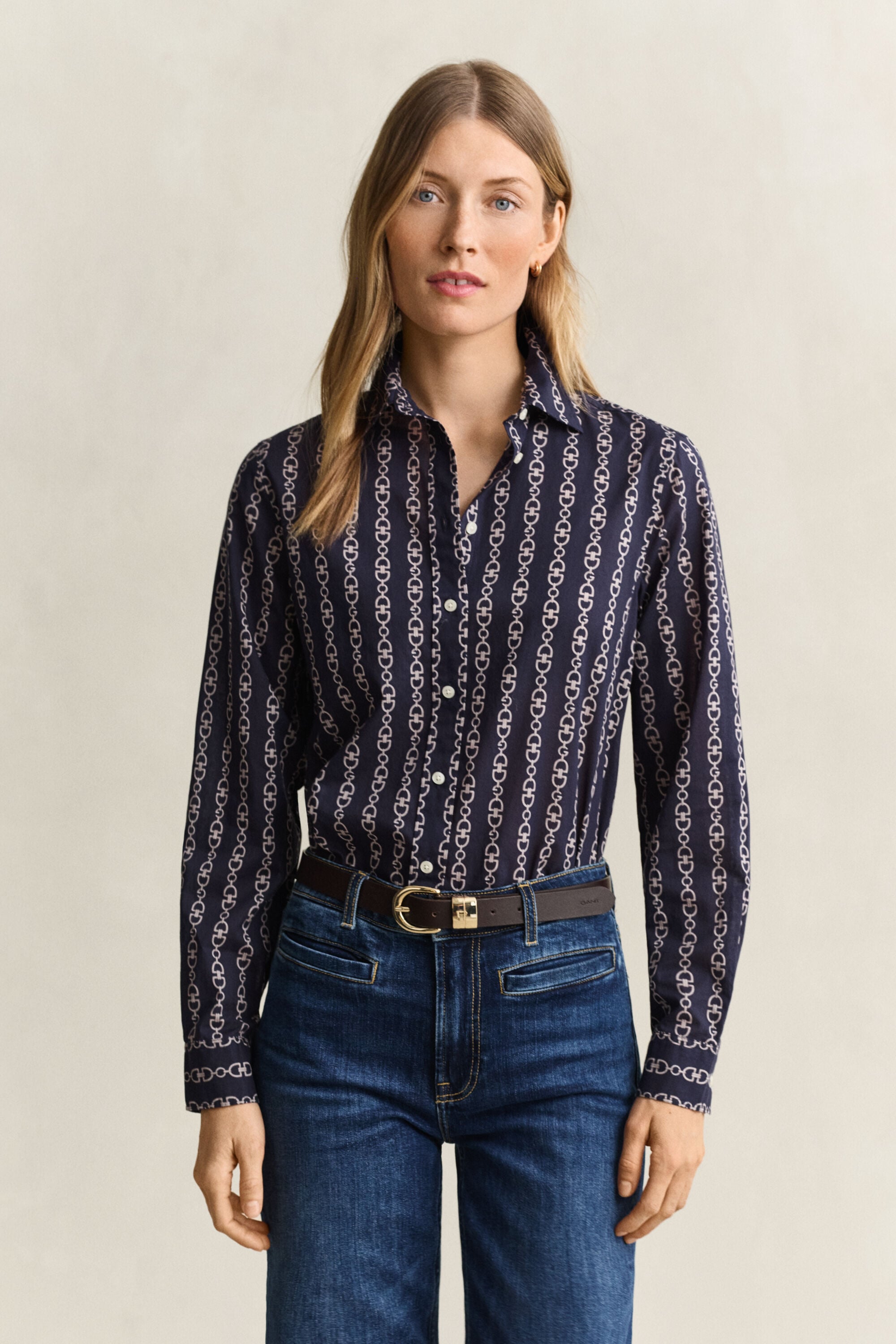 Camisa em voile de algodão com estampado