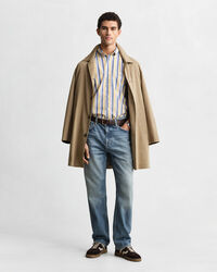 Camisa em popelina às riscas regular fit