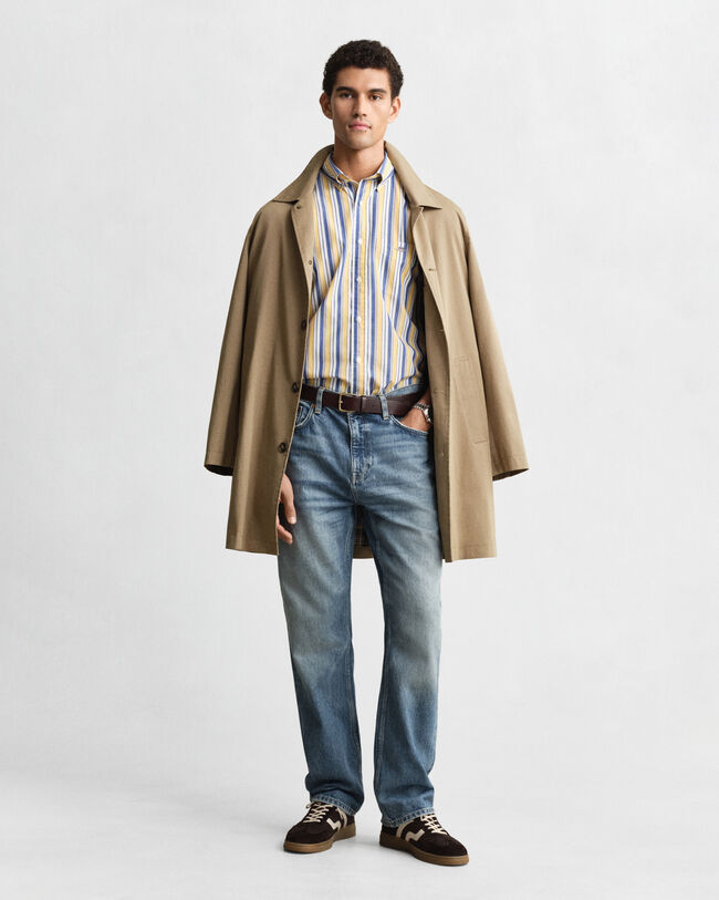 Camisa em popelina às riscas regular fit