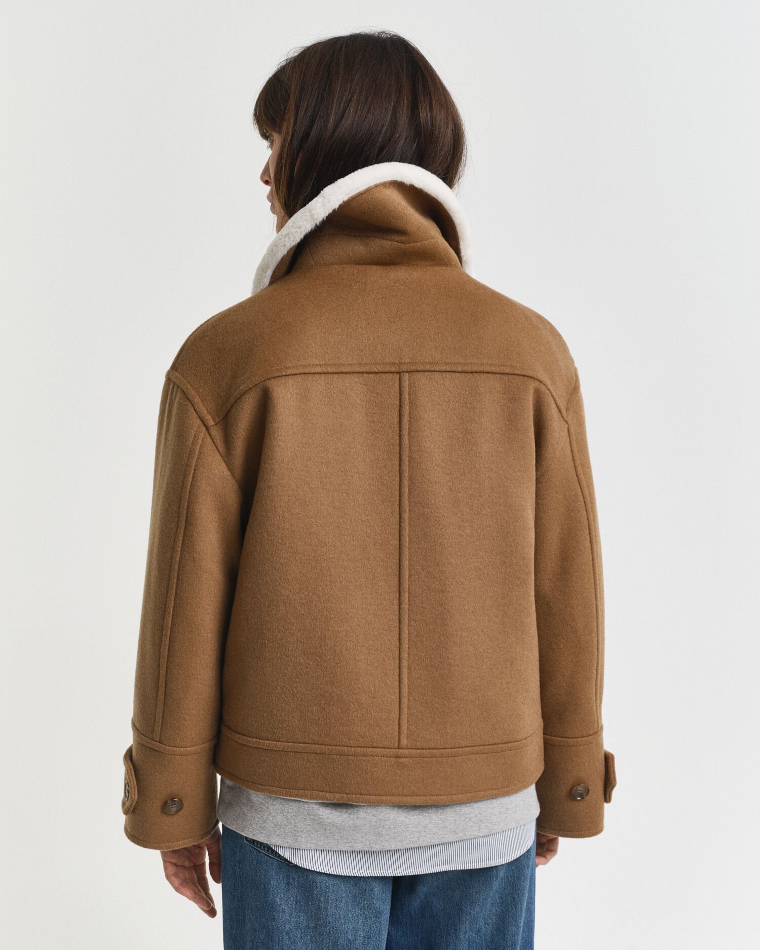 Casaco de aviador em mistura de lã