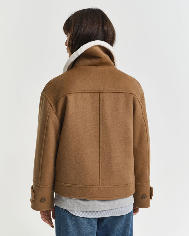 Casaco de aviador em mistura de lã