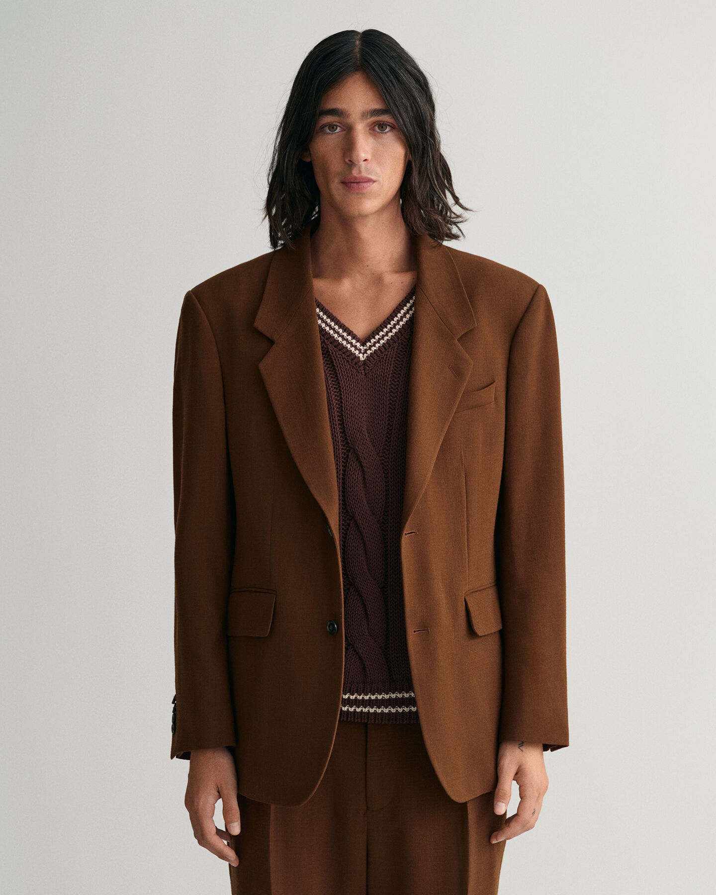 Blazer de fato em crepe de lã oversized