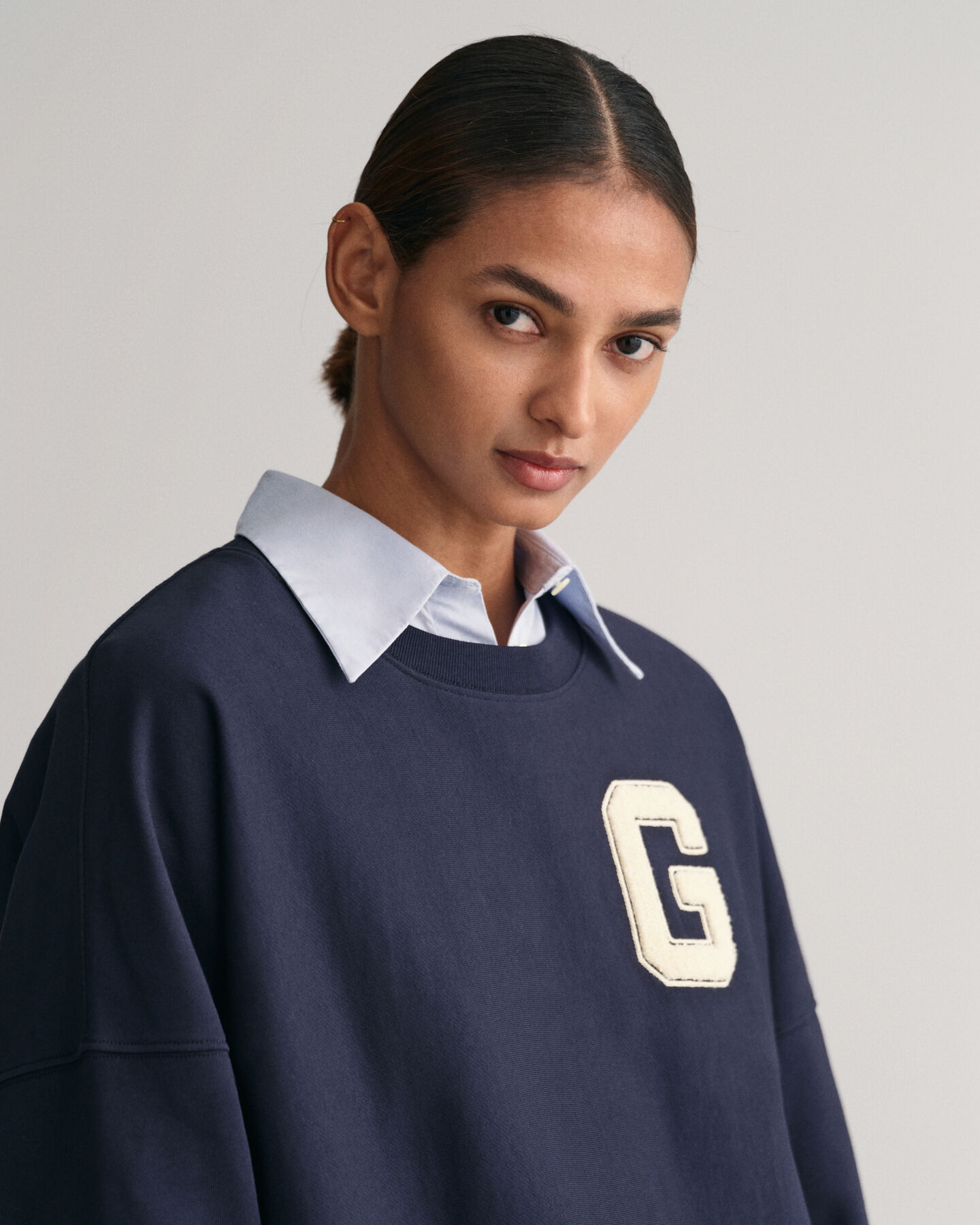 Sweatshirt com decote redondo G oversized