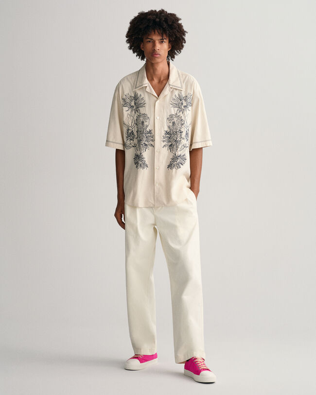 Camisa de manga curta bordada oversized