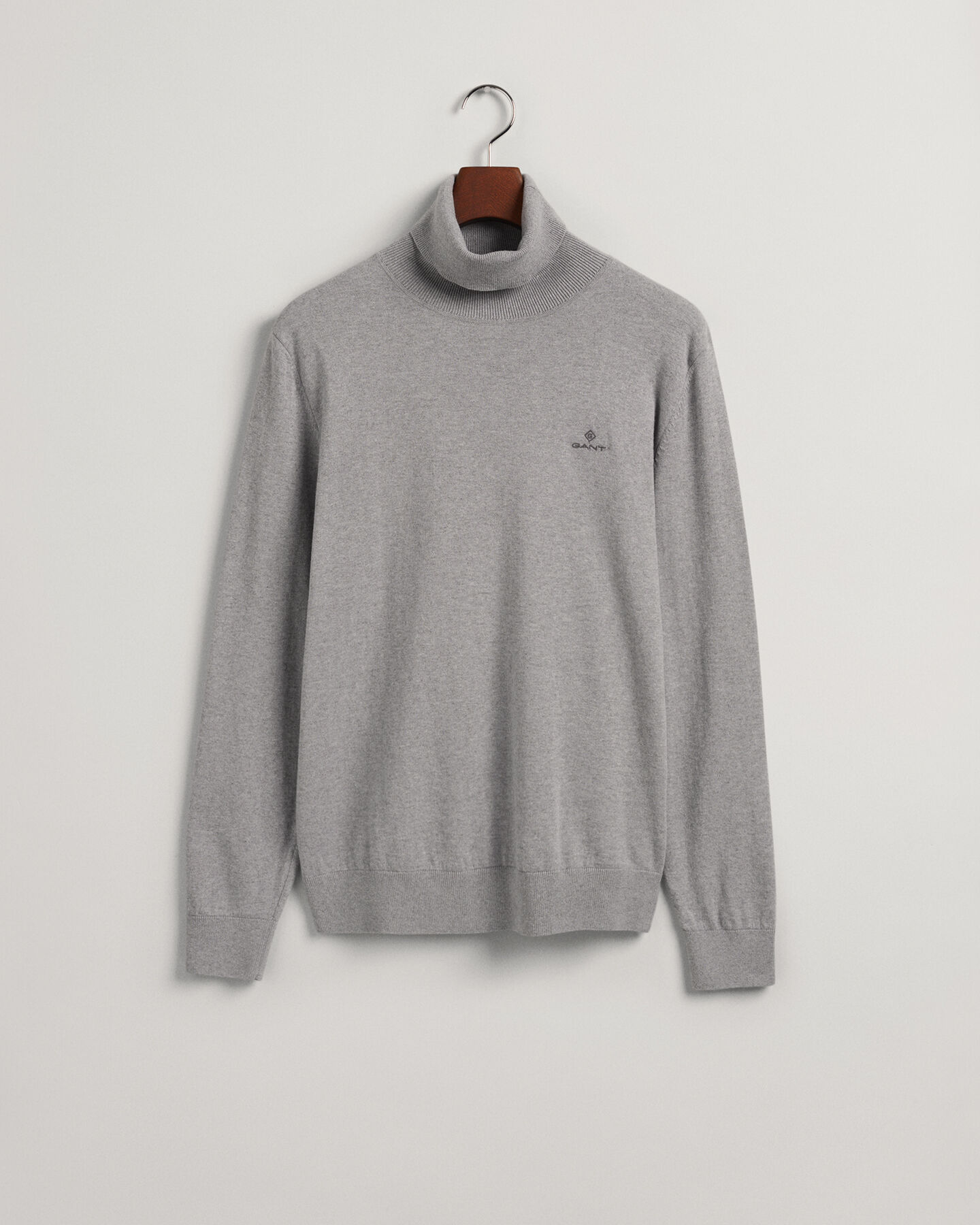 Pulover com gola dobrada em caxemira e algod&atilde;o