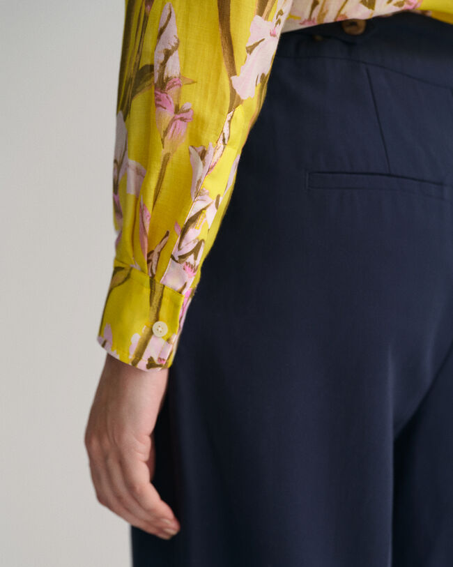 Camisa em seda e algod&atilde;o com estampado Iris regular fit