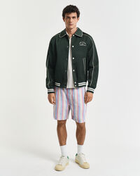 Calções de linho às riscas regular fit