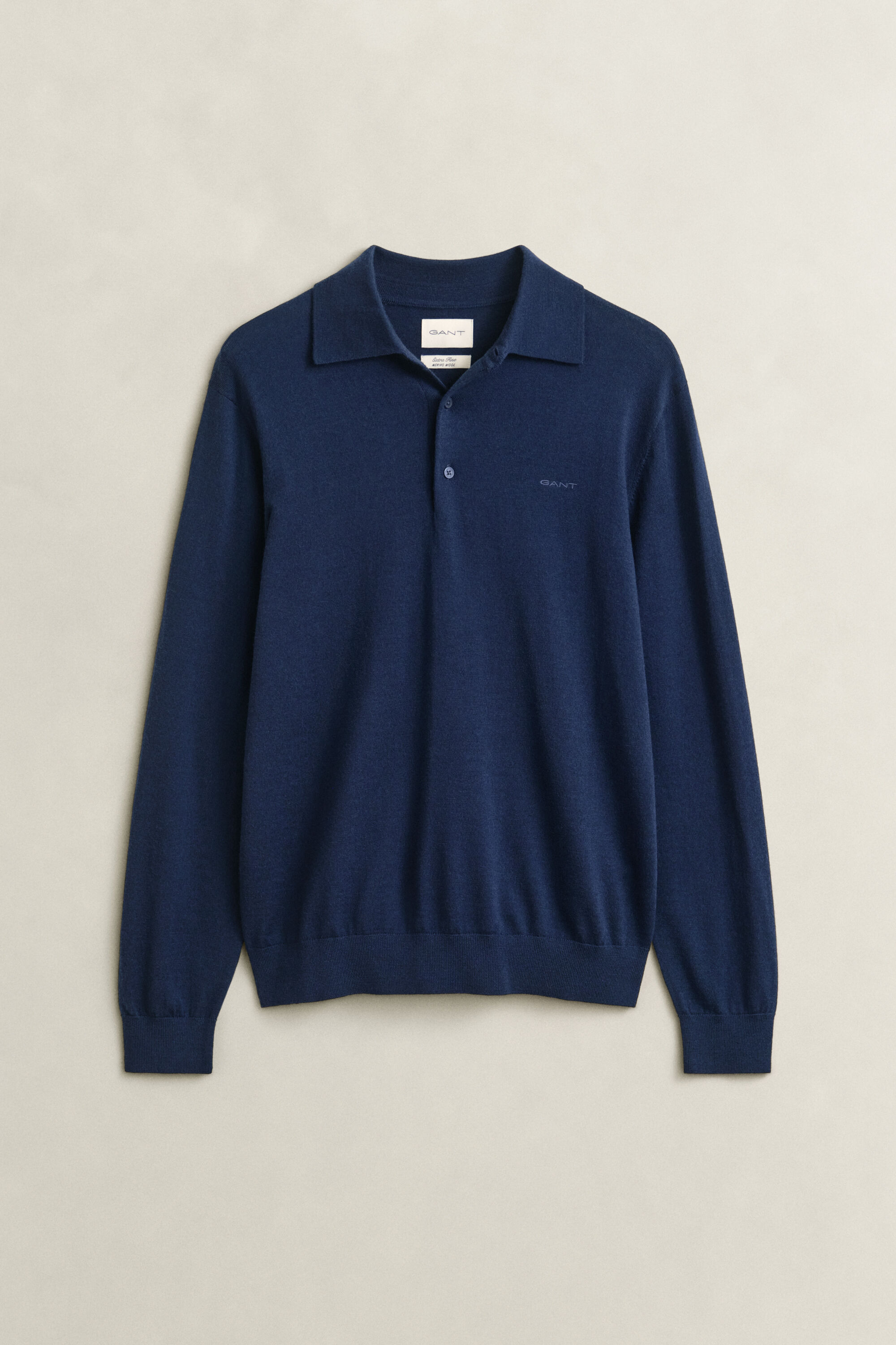 Camisola de malha estilo polo em lã de merino extrafina