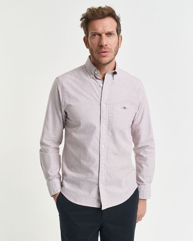 Camisa Oxford clássica com riscas finas regular fit