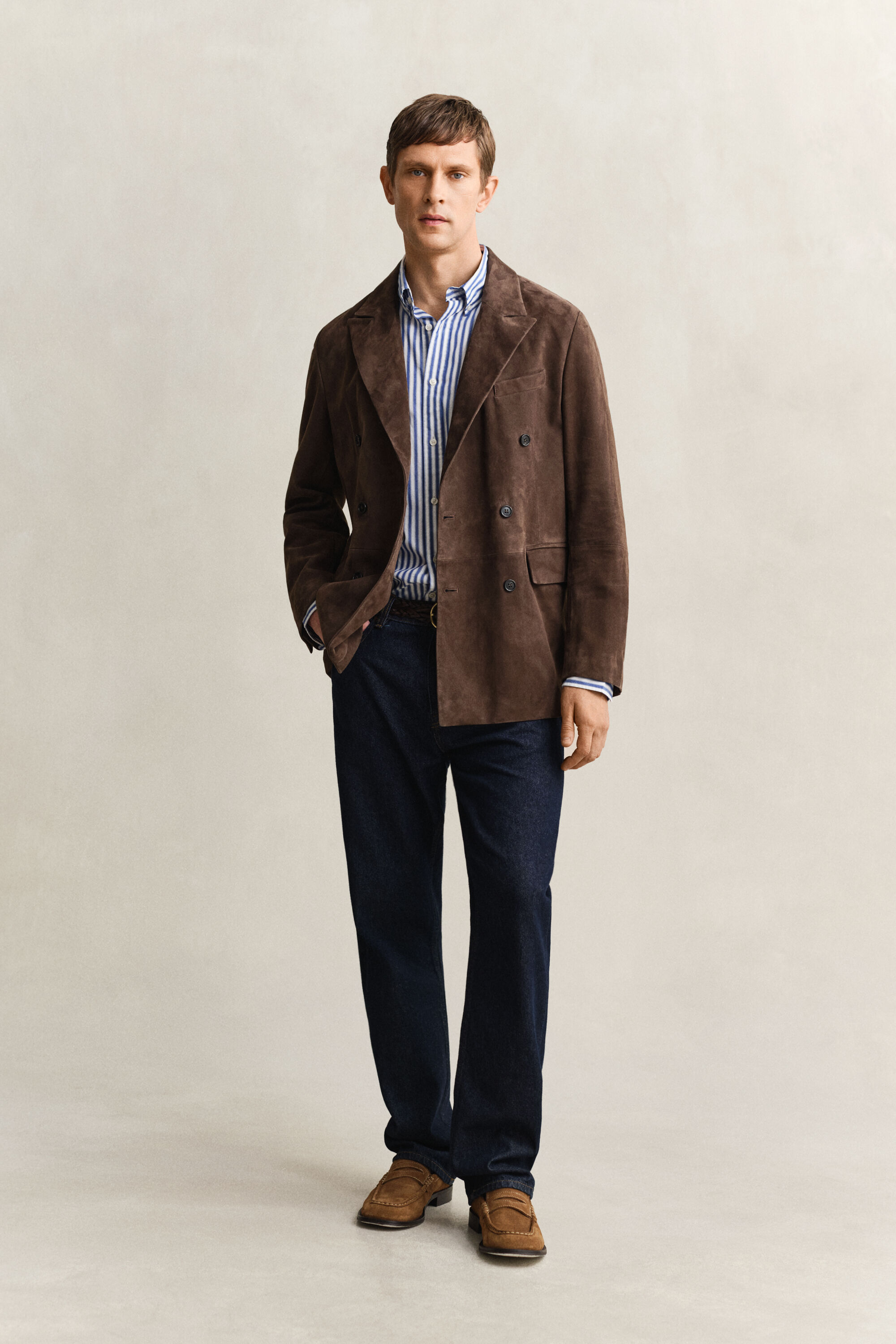 Camisa em popelina às riscas Classic