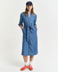 Vestido-camisa em chambray