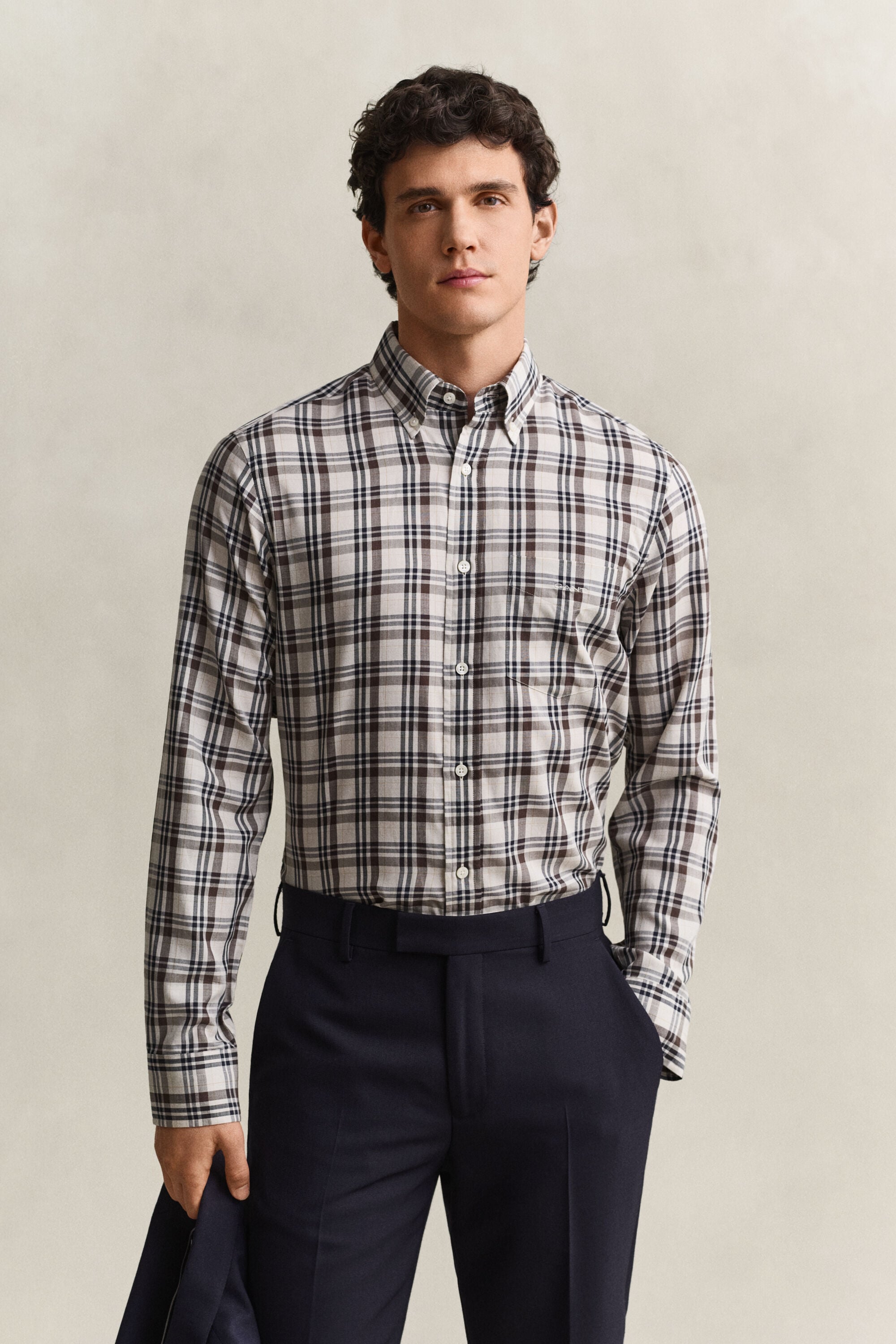 Camisa de sarja com padrão de xadrez