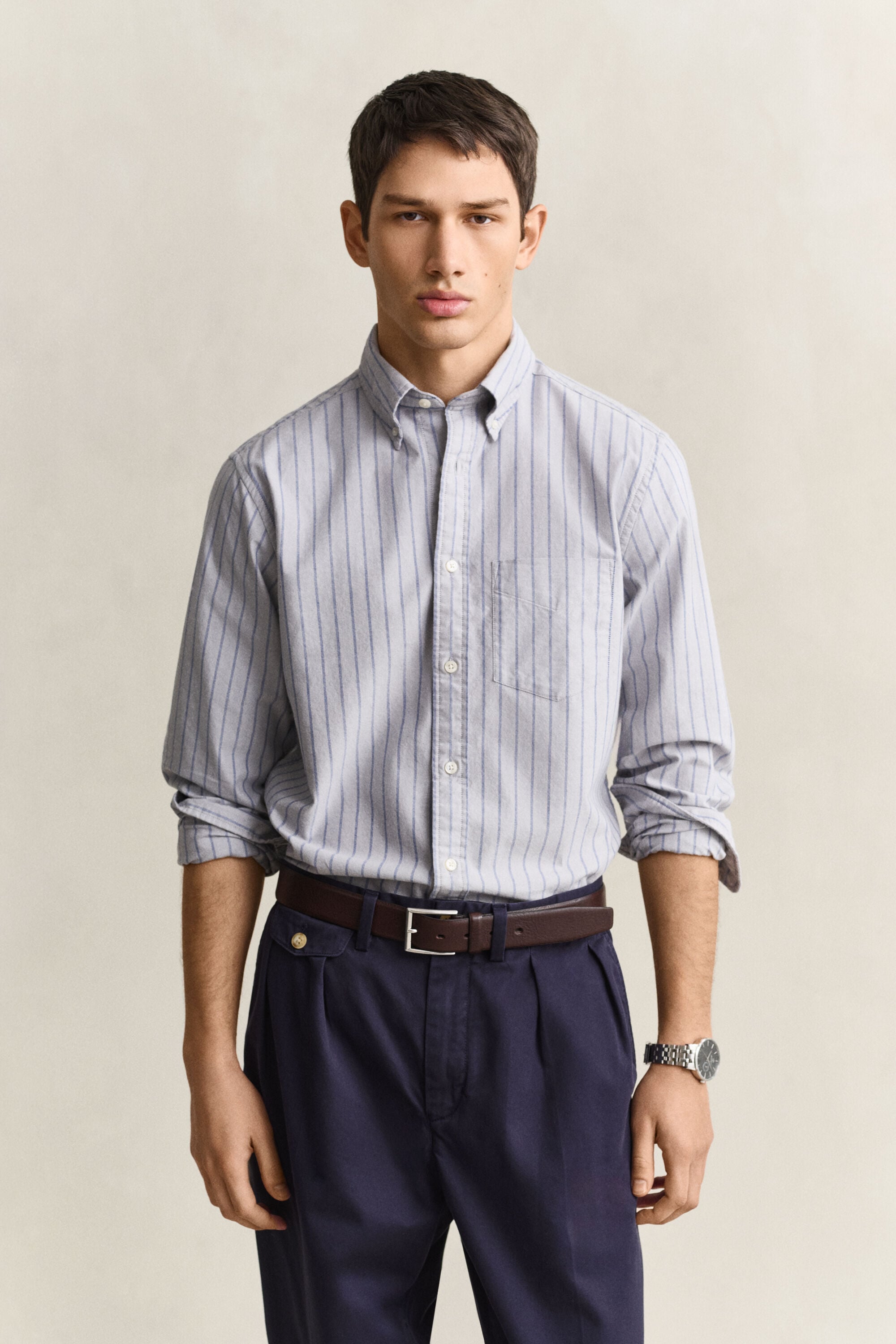 Camisa Oxford às riscas Classic
