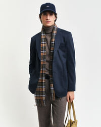 Blazer em jersey com sarja bicolor