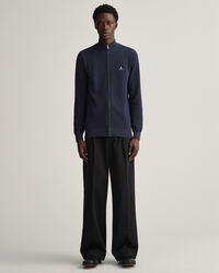 Casaco de malha com meio fecho de correr em algodão piqué