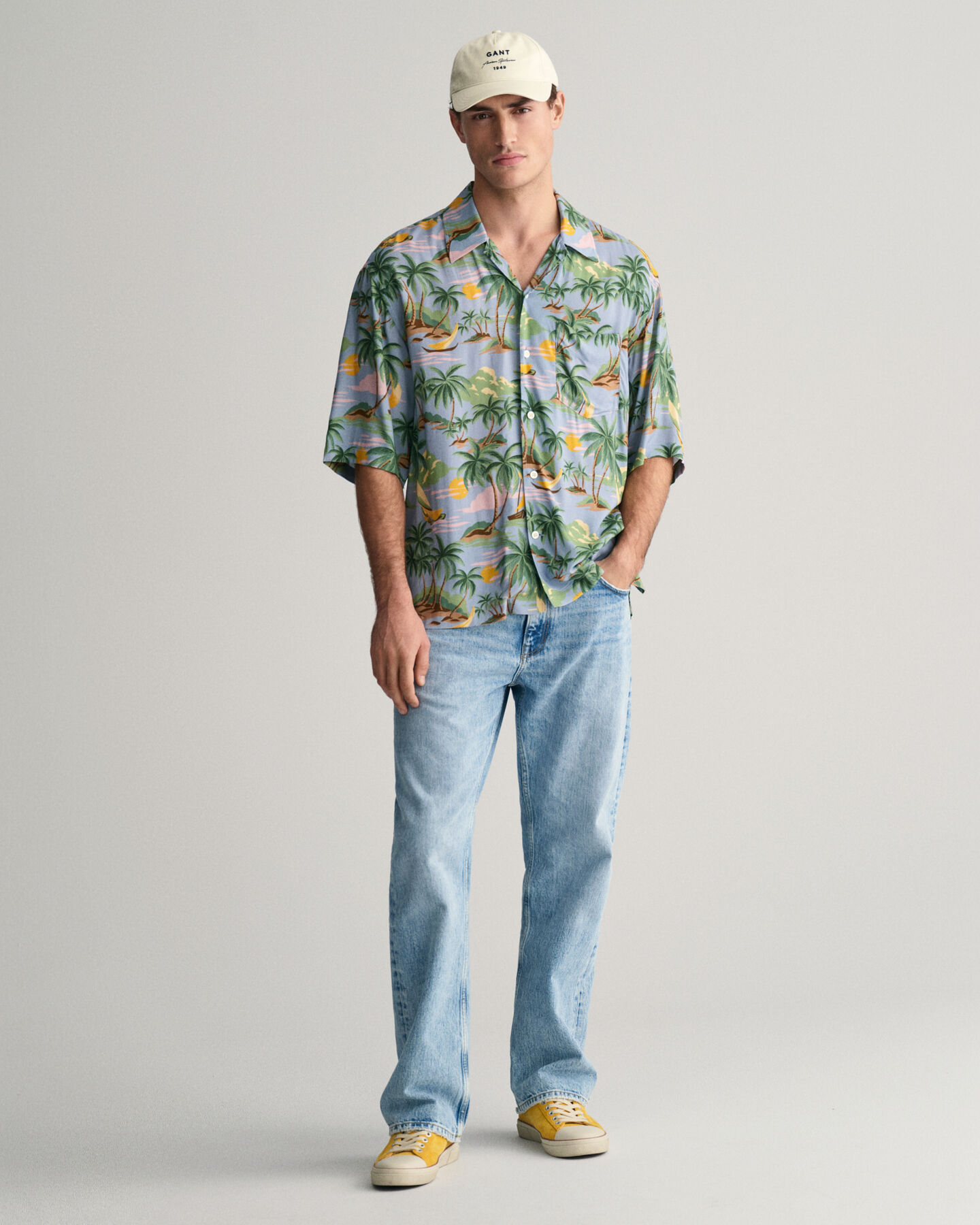 Camisa de manga curta Hawaiian Print relaxed fit