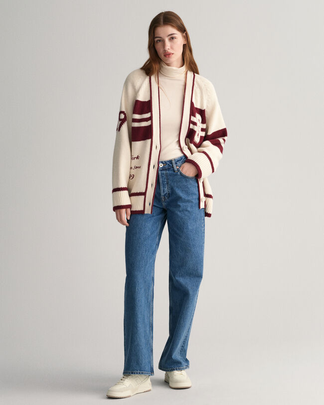 Casaco de malha com decote em V GANT Varsity