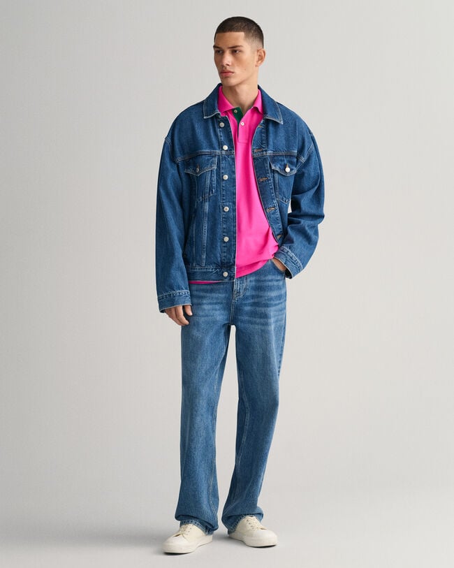 Polo piqu&eacute; com colarinho contrastante