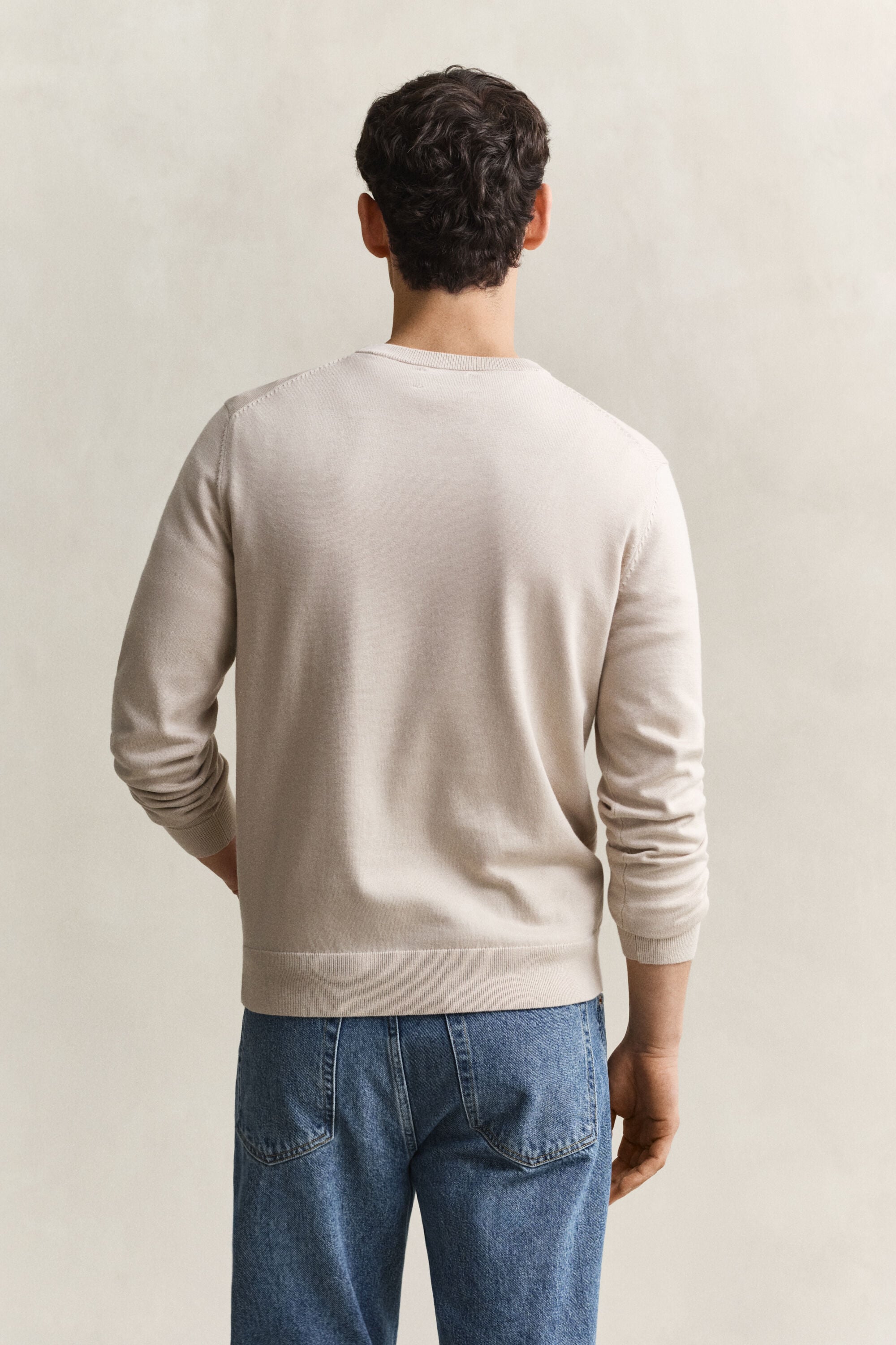 Camisola de malha com decote redondo clássica em algodão