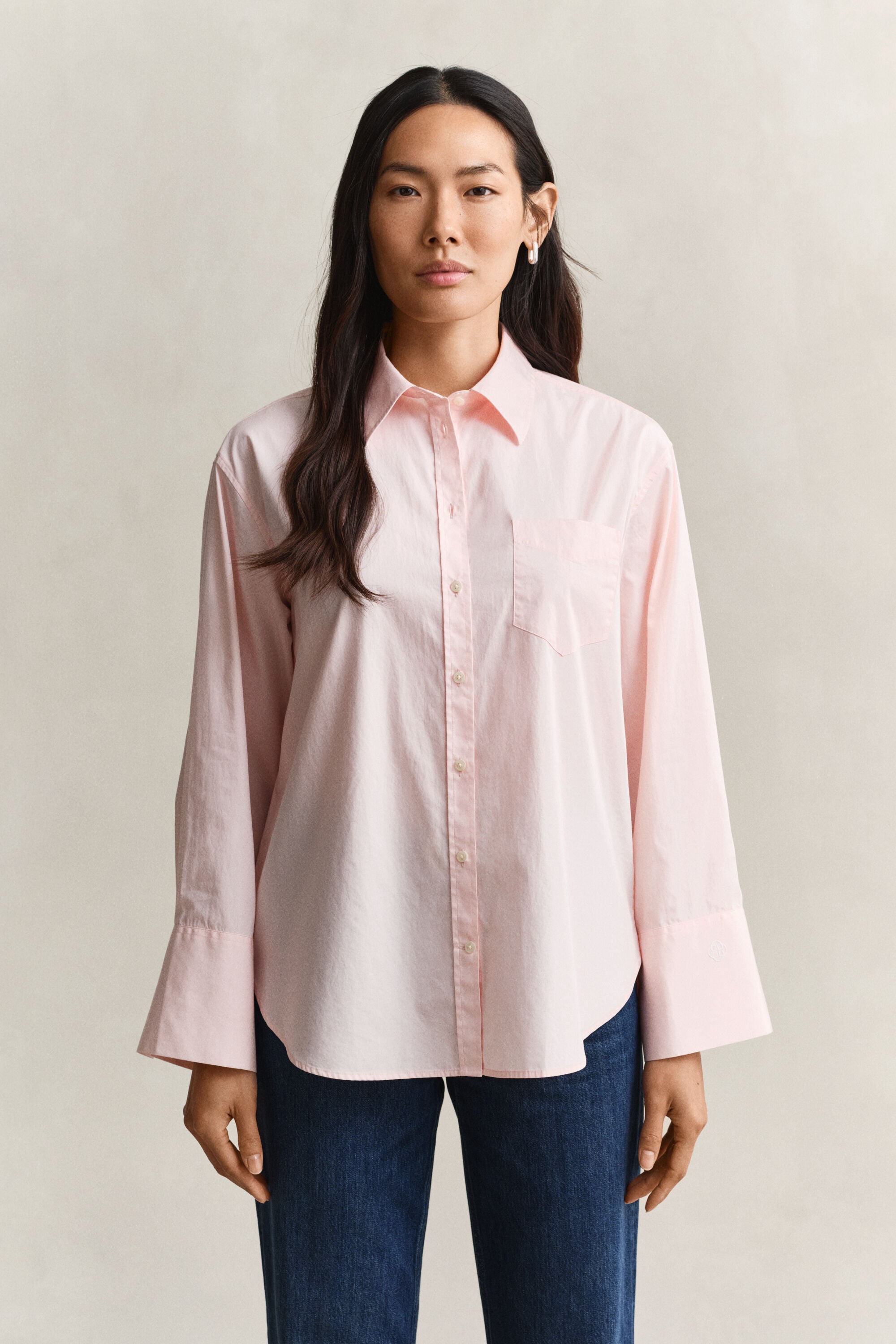 Camisa em popelina Classic com manga larga