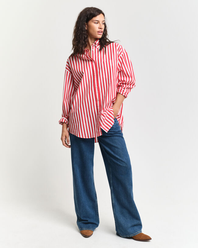 Camisa em popelina às riscas Classic oversized