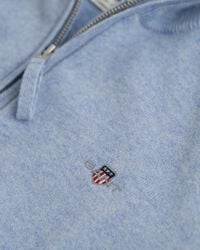 Camisola de malha com meio fecho em lã extrafina