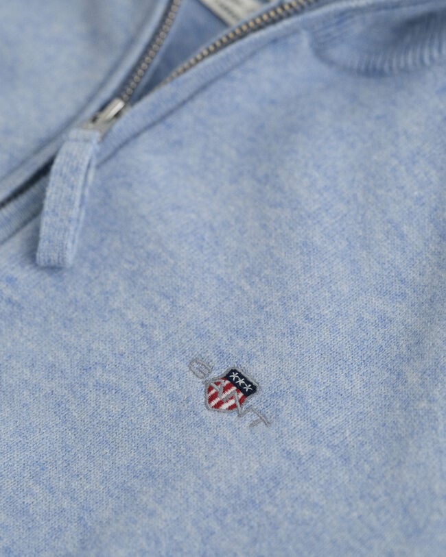 Camisola de malha com meio fecho em lã extrafina