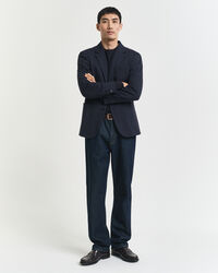 Blazer em jersey e algodão piqué com dois tons slim fit