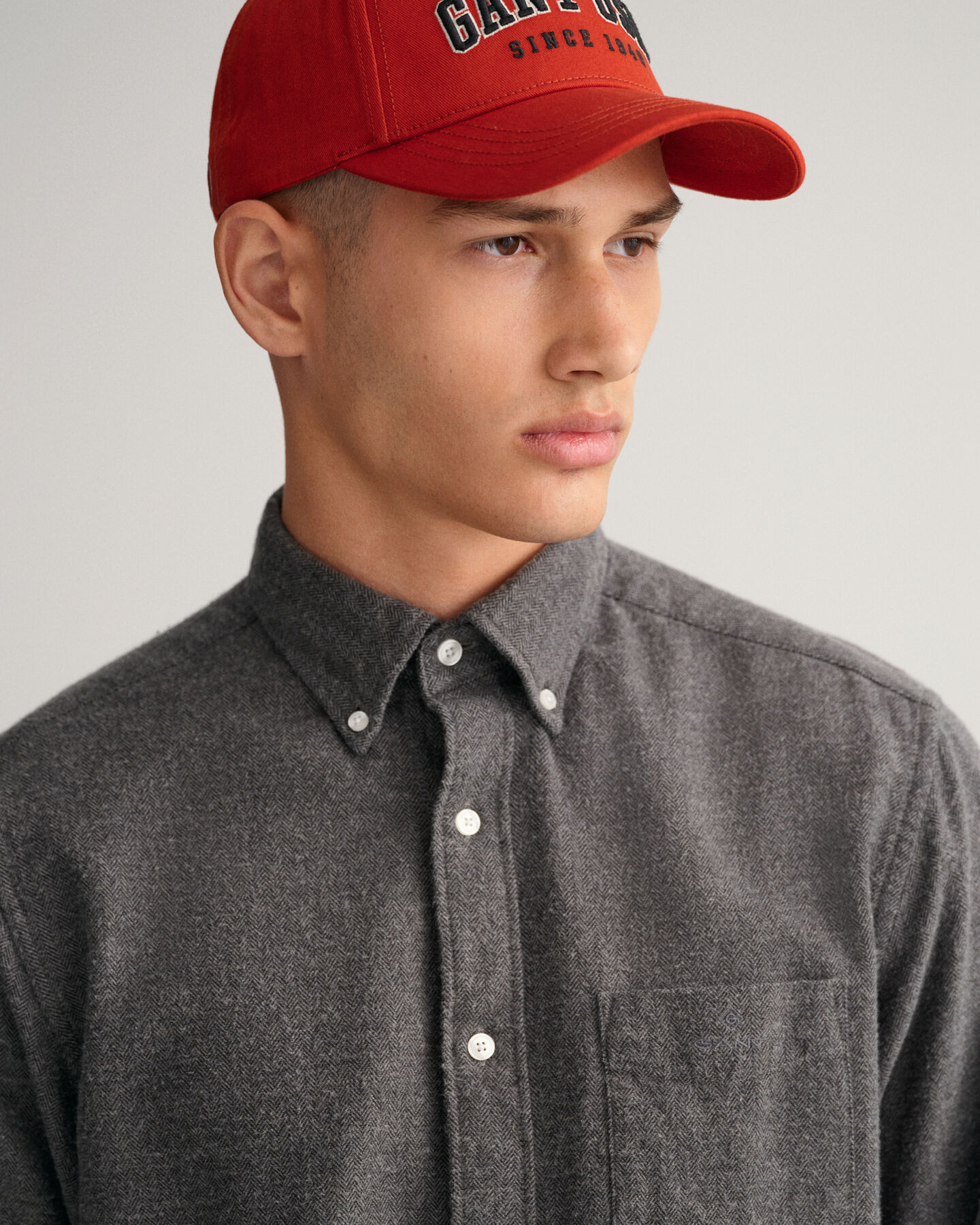 Camisa com padrão espinha de peixe regular fit