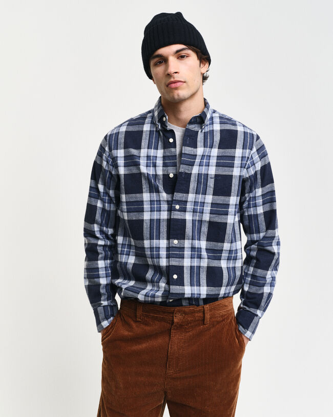 Camisa em padrão xadrez Tartan mesclado regular fit
