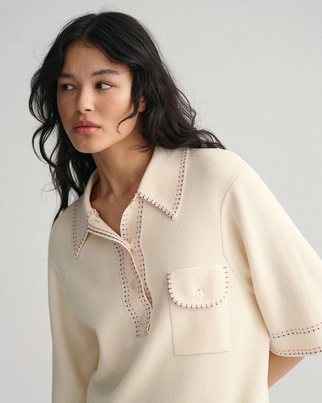 Pulover de malha com manga curta