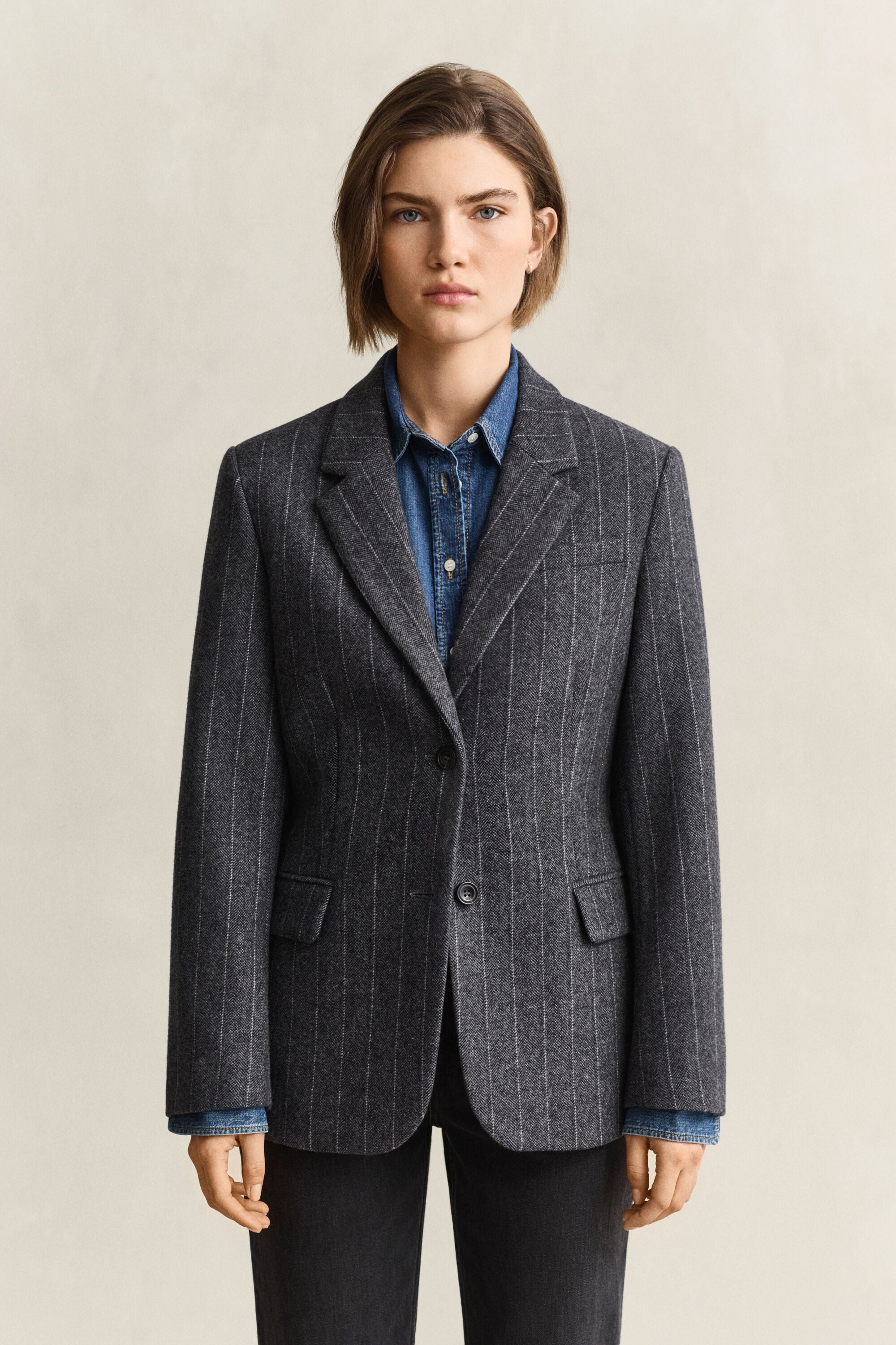 Blazer ampulheta Pinstripe