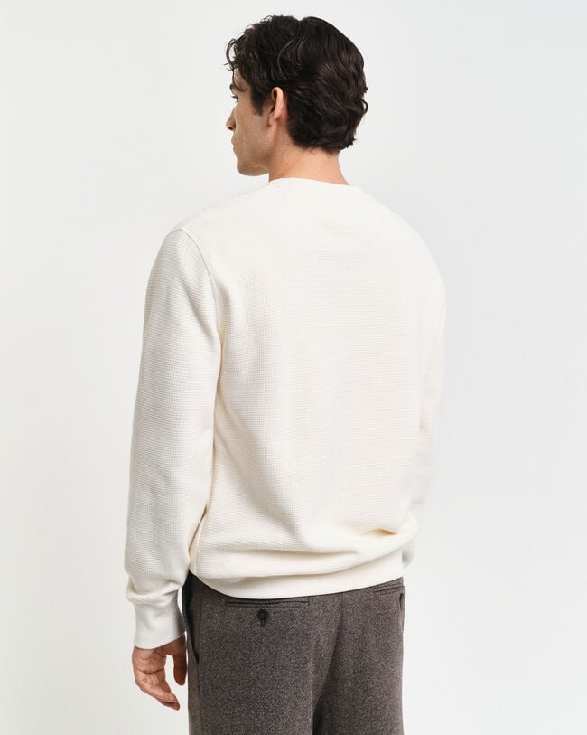 Sweatshirt com decote redondo Waffle Textured