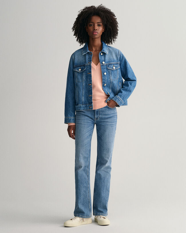 Sweatshirt com decote em V em algod&atilde;o leve