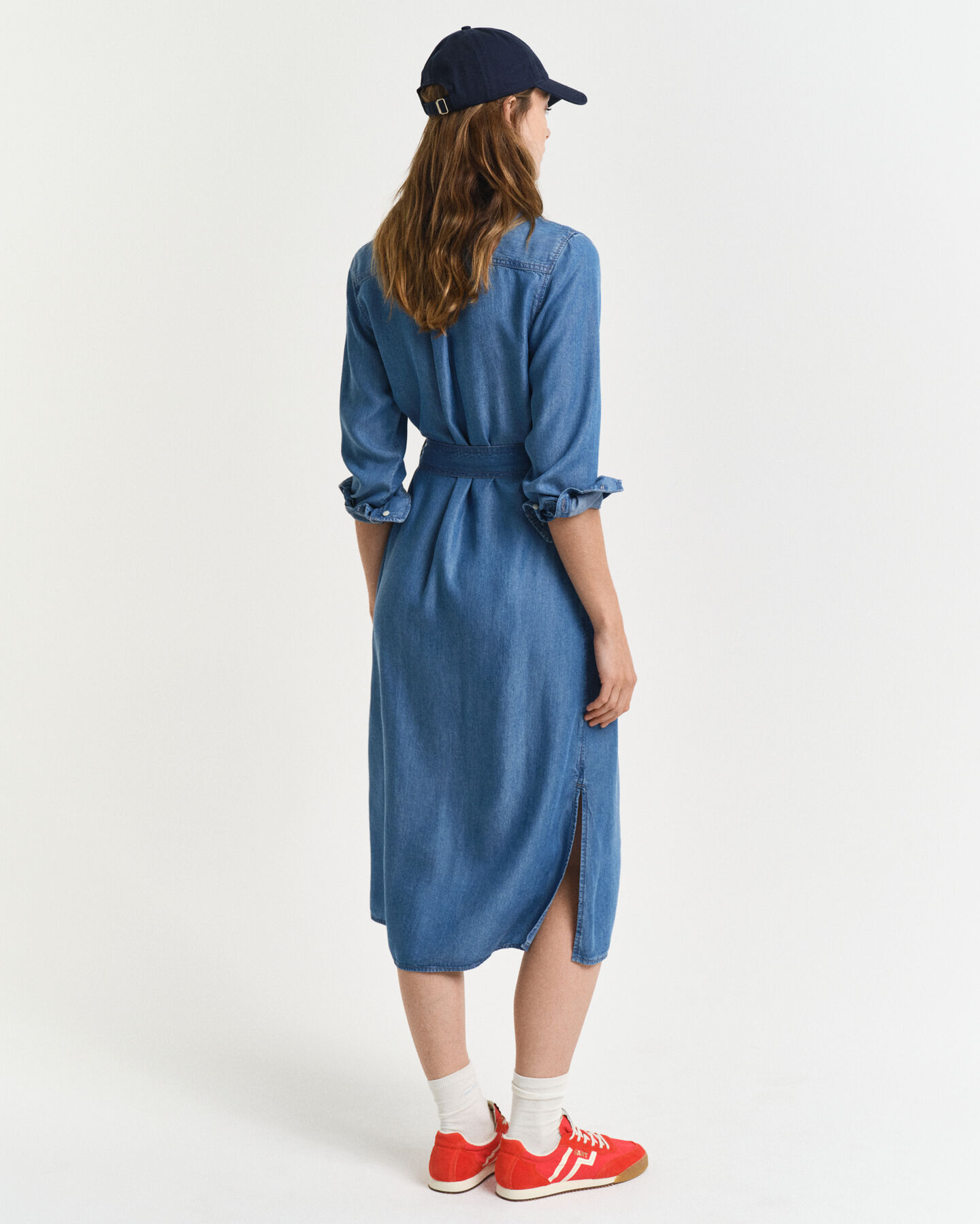 Vestido-camisa em chambray