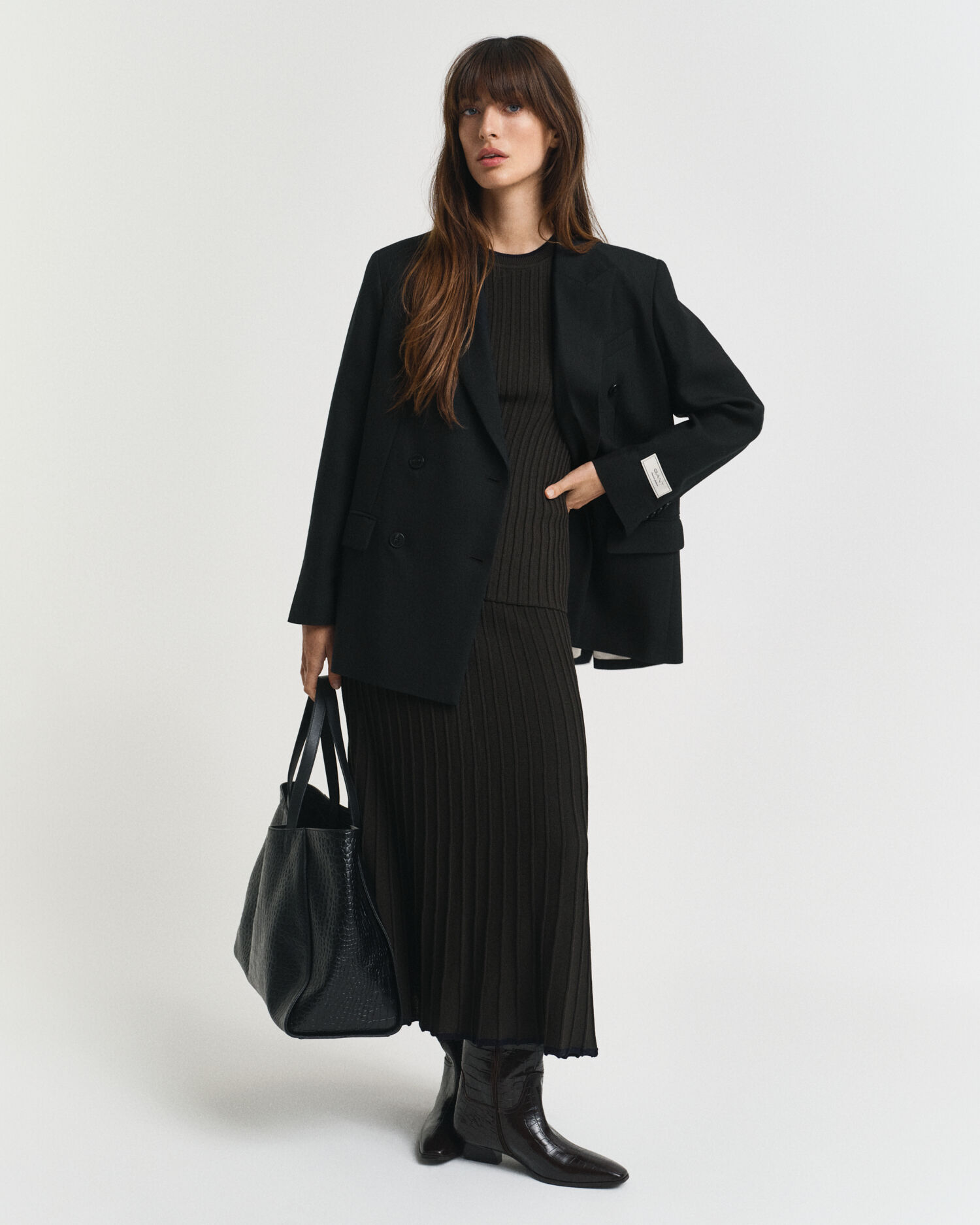 Camisola de malha canelada com manga curta Contrast